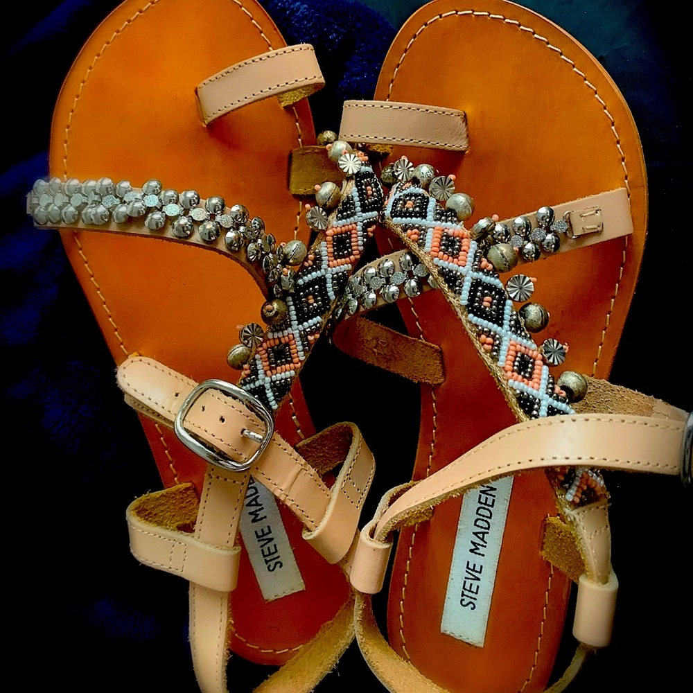 Steve Madden beaded sandals. Size 9. Never worn!